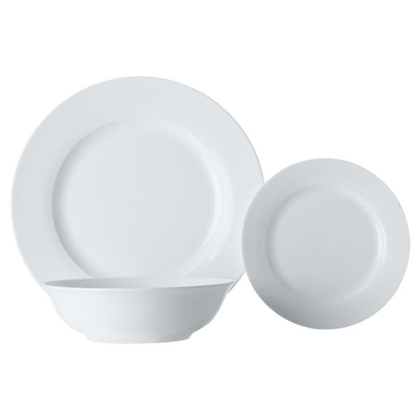 White Basics European Rim Dinner Set 12 Piece