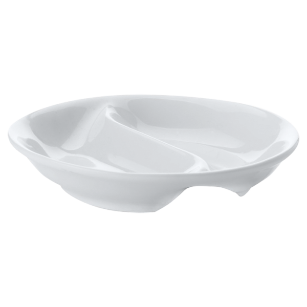 White Basics Round Divided Sauce Dish