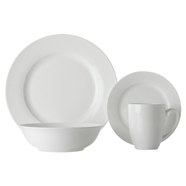 White Basics Soho Rim Dinner Set 16 Piece