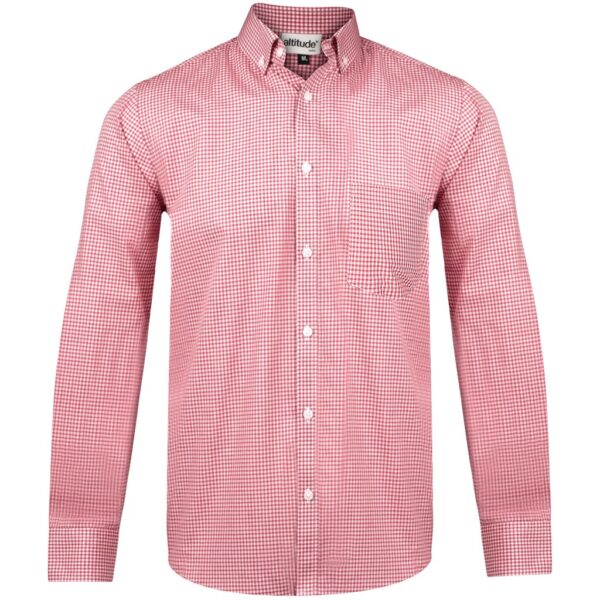 Mens Long Sleeve Edinburgh Shirt - Red - Image 2