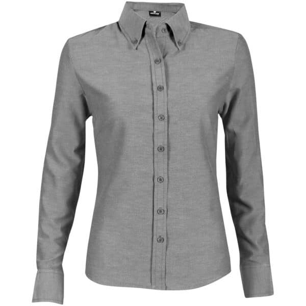 Ladies Long Sleeve Oxford Shirt - Charcoal - Image 2