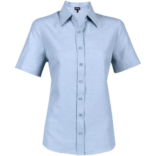 Ladies Short Sleeve Oxford Shirt - Light Blue - Image 2