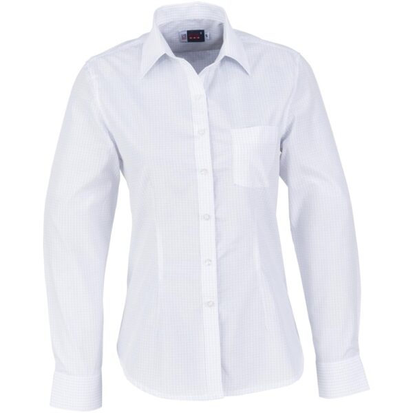 Ladies Long Sleeve Huntington Shirt - White Light Blue - Image 2