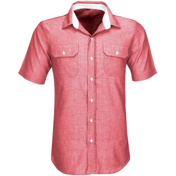 Mens Short Sleeve Windsor Shirt - Red - Image 2