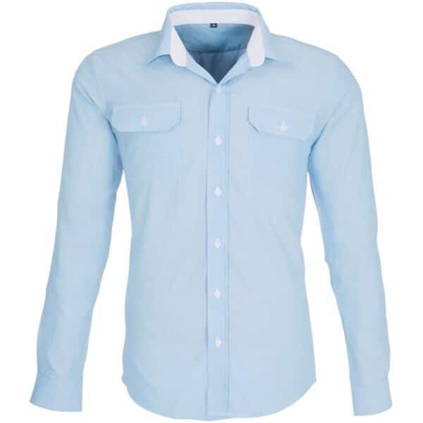 Mens Long Sleeve Windsor Shirt - Light Blue - Image 2