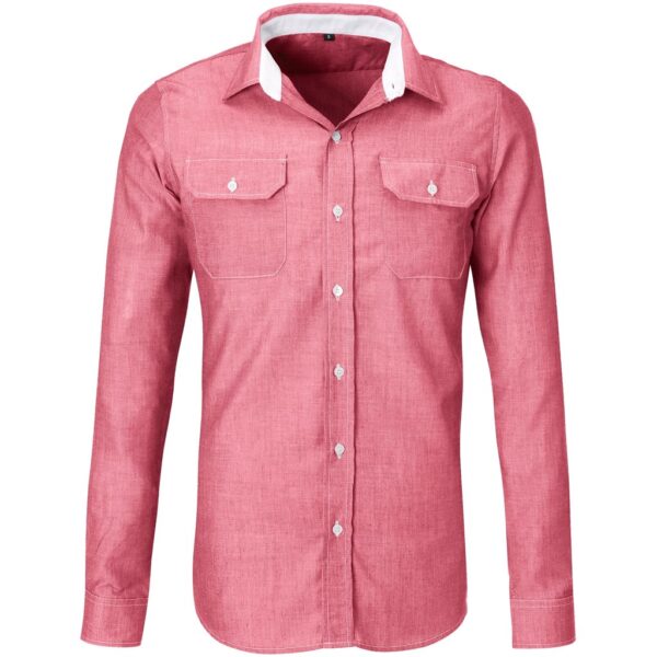 Mens Long Sleeve Windsor Shirt - Red - Image 2