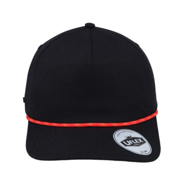 U23508BLK/ORED - 5 Panel Ripstop Unstructured - Black/Red