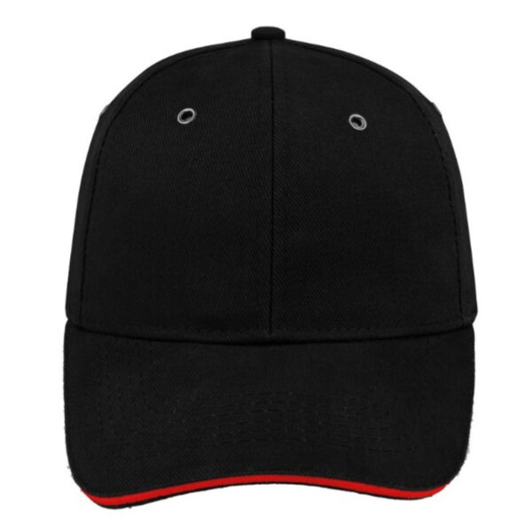 M6001BLACK/RE - Metal Sandwich Peak Cap - Black/Red