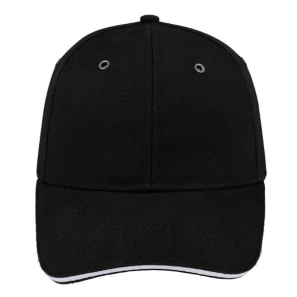 M6001BLACK/WH - Metal Sandwich Peak Cap - Black/White