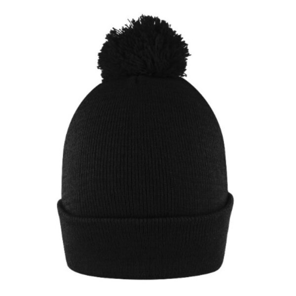 B1900BLACK - Pom Pom Beanie with Cuff - Black