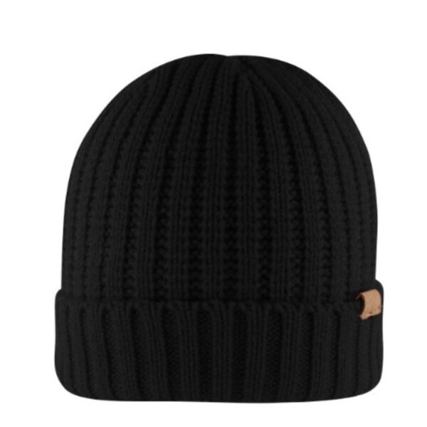 B2200BLACK - Rib Knit Cuffed Beanie - Black