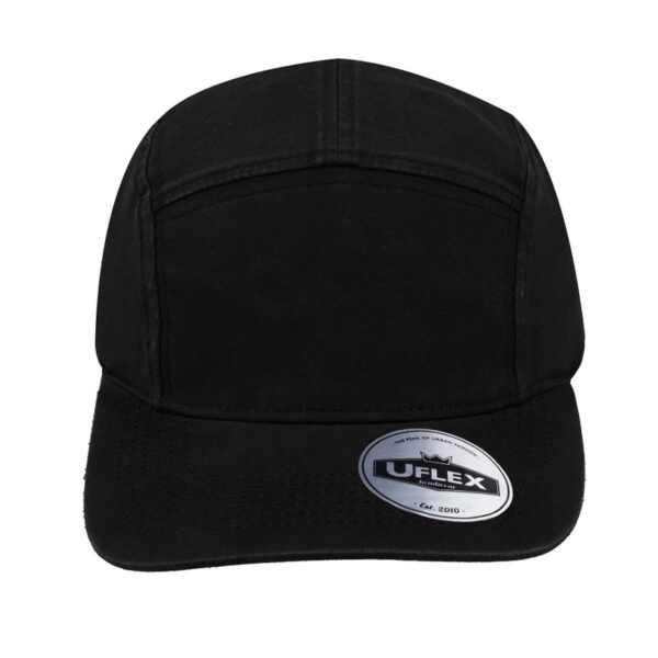 U22505BLACK - 5 Panel Washed Cotton Cap - Black