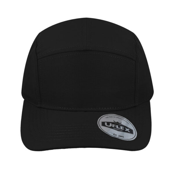 U23505BLACK - 5 Panel Ripstop Cap - Black