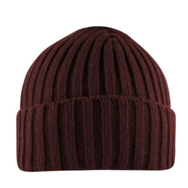 B1701BURGUNDY - Cuffed Chunky Beanie - Burgundy