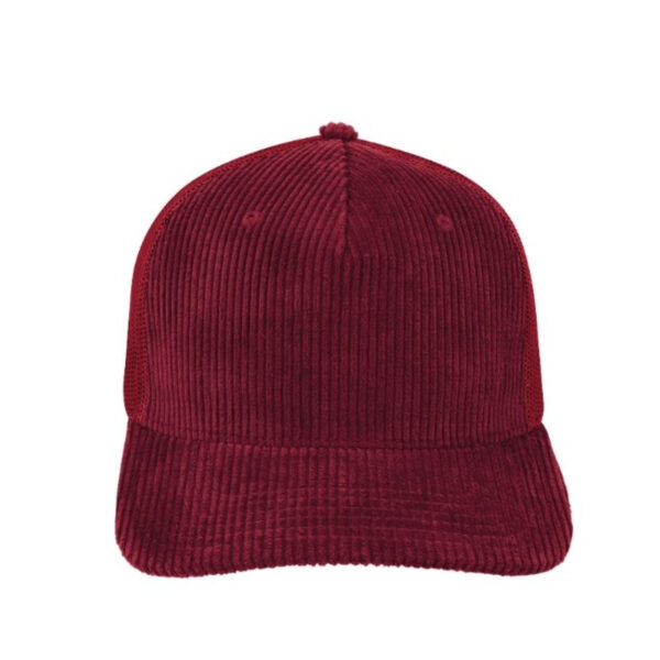 U21512BURGUNDY - 5 Panel Corduroy Trucker - Burgundy