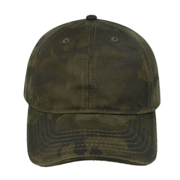 17603CAMOGR/OLI - Washed Oil Skin 6 Panel - Camo Green/Olive