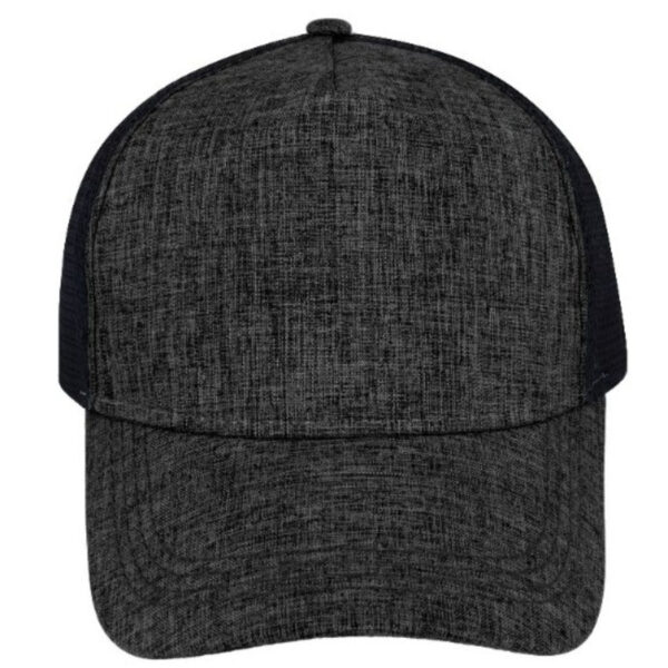 F21501CHARBLK - 5 Panel Summit Trucker - Charcoal/Black