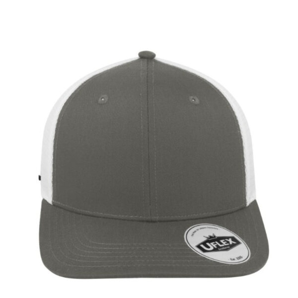 U23602GREY/WHT - Polycotton 6 Panel Trucker - Grey/White