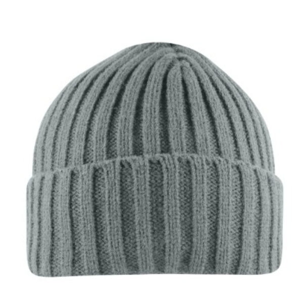 B1701GREYMEL - Cuffed Chunky Beanie - Grey Melange