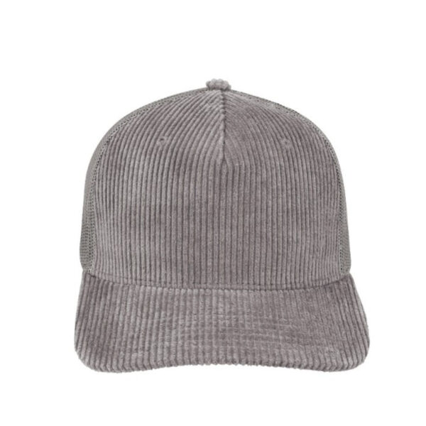 U21512GRY - 5 Panel Corduroy Trucker - Grey