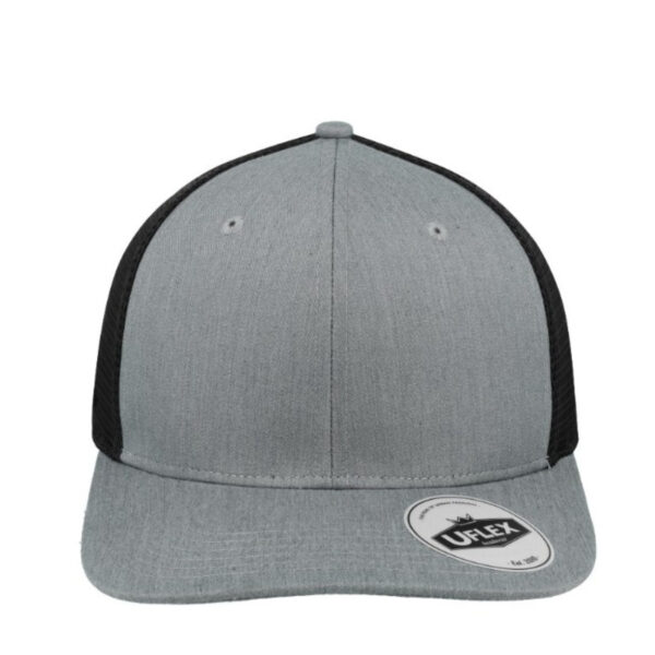 U23602HGRY/BLK - Polycotton 6 Panel Trucker - Heather Grey/Black