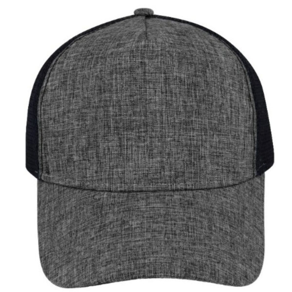 F21501HEATHEBLK - 5 Panel Summit Trucker - Heather Grey/Black