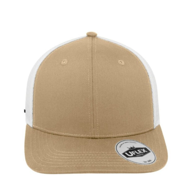 U23602KHAKI/WHT - Polycotton 6 Panel Trucker - Khaki/White