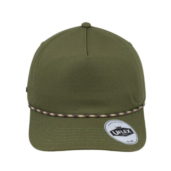 U23508OLIVE/BGR - 5 Panel Ripstop Unstructured - Olive/Multi Colour