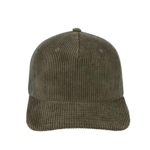 U21512OLIVE - 5 Panel Corduroy Trucker - Olive