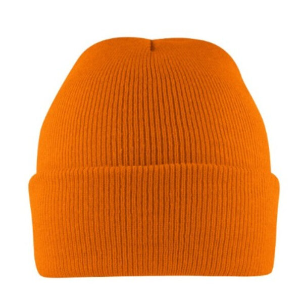 B001ORANGE - Cuffed Knitted Beanie - Orange