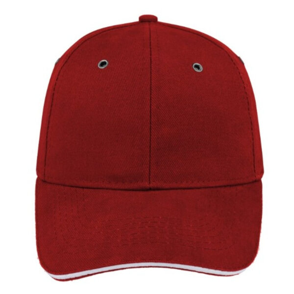 M6001RED/WH - Metal Sandwich Peak Cap - Red/White