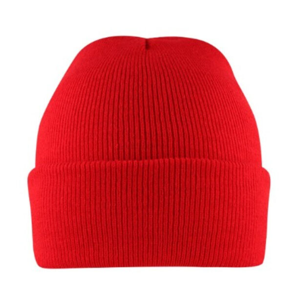 B001RED - Cuffed Knitted Beanie - Red