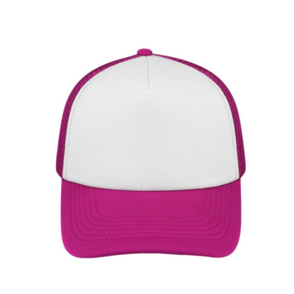 S19500CER/WH - Curved Peak Foam Trucker - White/Cerise