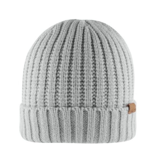 B2200WHITE - Rib Knit Cuffed Beanie - White