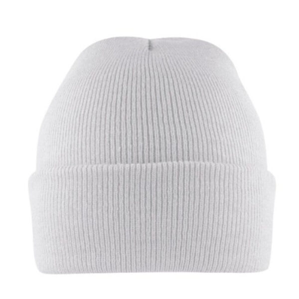 B001WHITE - Cuffed Knitted Beanie - White