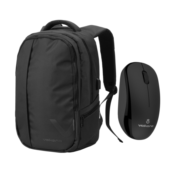 Volkano Midtown 15.6" Backpack with Volkano Crystal Mouse - Black