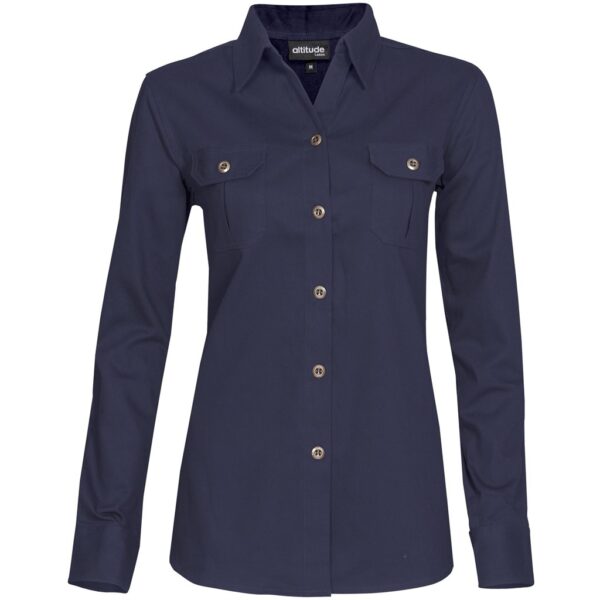 Ladies Long Sleeve Oryx Bush Shirt - Navy - Image 2