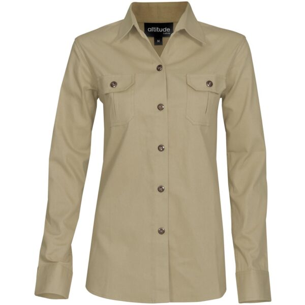 Ladies Long Sleeve Oryx Bush Shirt - Stone - Image 2