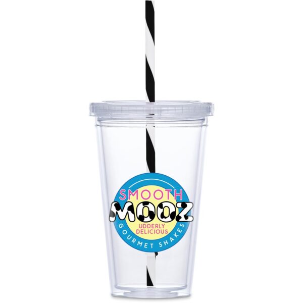 Malibu Double-Wall Plastic Tumbler & Straw - 470ml - Image 9