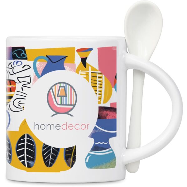 Eden Sublimation Ceramic Coffee Mug & Spoon Set - 320ml