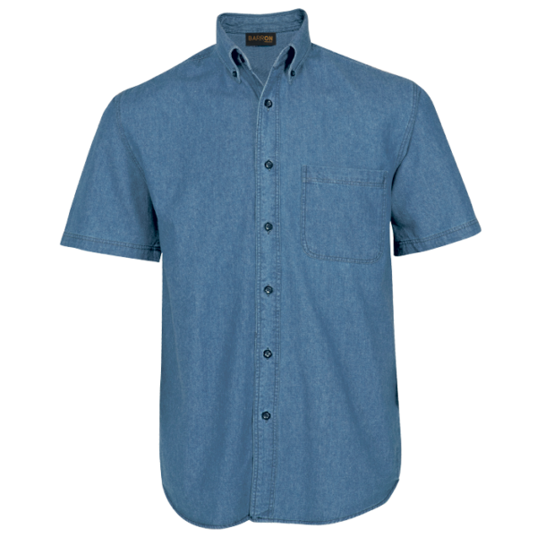 Denim Shirt Short Sleeve Mens - Image 3