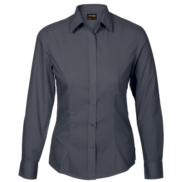 Basic Poly Cotton Blouse Long Sleeve Ladies - Image 13
