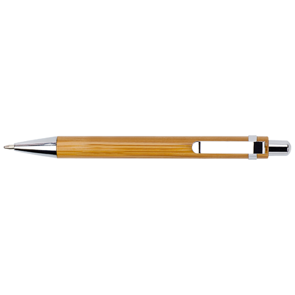 Bamboo Ballpoint Pen with Metal Trims - Image 3