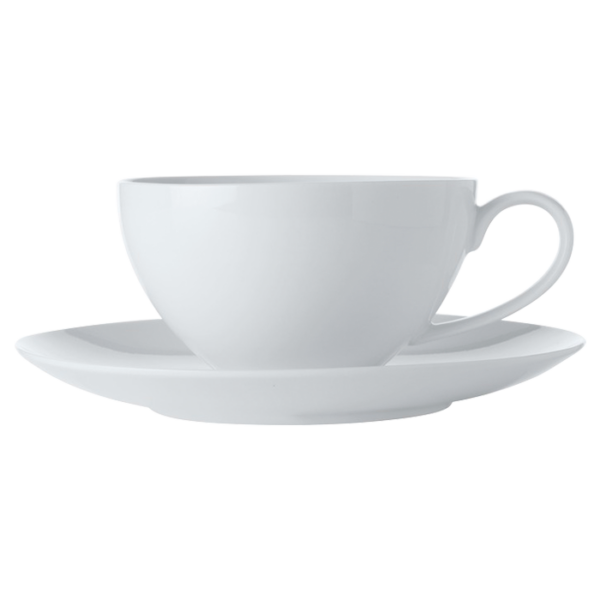 White Basics Coupe Breakfast Cup and Saucer 400ml - Image 3