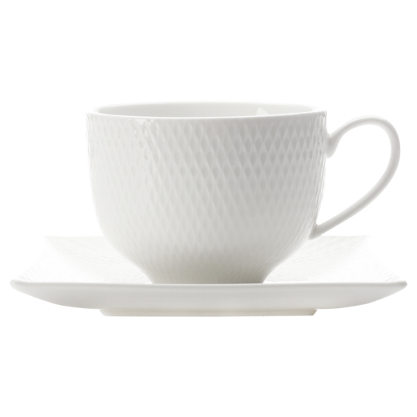 White Basics Diamonds Square Cup and Saucer 220ml - Image 3