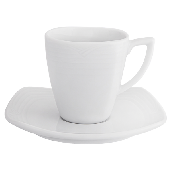Arctic White Sqaure Espresso Cup and Saucer - Image 3