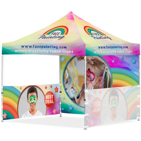 Coated Steel Sublimated Gazebo 3 x 3m - 2 Half-Wall Skins - 1 Full-Wall Skin