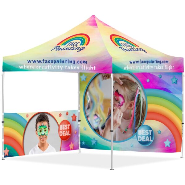 Coated Steel Sublimated Gazebo 3m x 3m - 1 Half-Wall Skin - 1 Full-Wall Skin